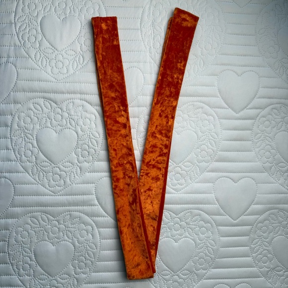 Vintage 1997 Victoria’s Secret Pink Heart Orange Crushed Velvet Maxi Robe Large - Picture 12 of 16